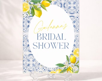 Amalfi Coast Bridal Shower Sign, Lemon Mediterranean Bridal Shower, Amalfi Coast Table Welcome Sign