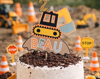 Construction Cake Topper, Construction Birthday Decorations, 3 and Diggin It, 2nd Birthday