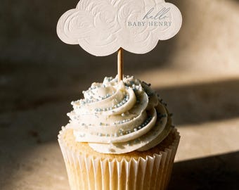 On Cloud Nine Cupcake Toppers, Cloud Nine Baby Shower, Baby Shower Cupcake Toppers, Cloud 9