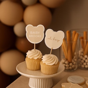 Teddy Bear Cupcake Toppers, We Can Bearly Wait Baby Shower, Boy Baby Shower Cupcake Toppers, Bear Baby Shower, Beary First Birthday