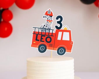 Personalized Firetruck Cake Topper, Firefighter Cake Topper, Firetruck Party, Firetruck Birthday, Two the Rescue Party, Fireman Cake Decor