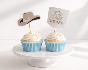 Cowboy Cupcake Toppers, Western Birthday, 1st Birthday Boy, Cowboy Birthday, First Rodeo Birthday