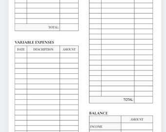 Monthly Budget Planner Printable | Minimalist Budget Sheet | Expense Tracker | Income | Binder Insert | Instant Download