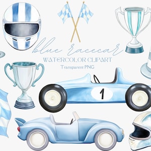水彩ブルー レースカー クリップアート - レーシングカー クリップアート - レースカー PNG - 子供部屋の装飾 - レースカー 誕生日招待状 クリップアート - かわいいブルー レースカー