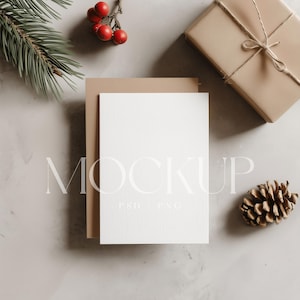Maquette de carte 5 x 7, maquette de carte de Noël, carte de voeux - maquette de carte bohème - carte de mariage, objet intelligent PSD - maquette d'invitation
