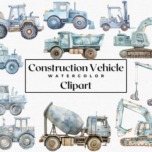 Baustellenfahrzeuge Png, Aquarell Clipart, Bulldozer, Zement-LKW, Bagger, Kipplaster, Baulastwagen, digitaler Download