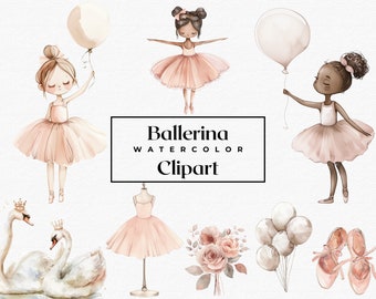 Pink Ballerina Clipart, Swan Lake Clipart, Watercolor Ballerina Clipart, Cute ballet clipart, Ballerina PNG, Swan PNG, Commercial Use