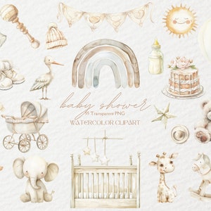 55 Clipart Baby Shower Acquerello Neutro, Clipart Baby Shower PNG, Clipart Rivelazione Genere, Baby Shower, Clipart Asilo Nido, Baby Shower Boho