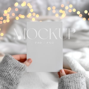 Mockup di biglietto 5x7, Mockup di biglietto di Natale, Mockup di biglietto di auguri - Mockup di biglietto Boho - Biglietto di nozze, Oggetto avanzato PSD - Mockup di invito