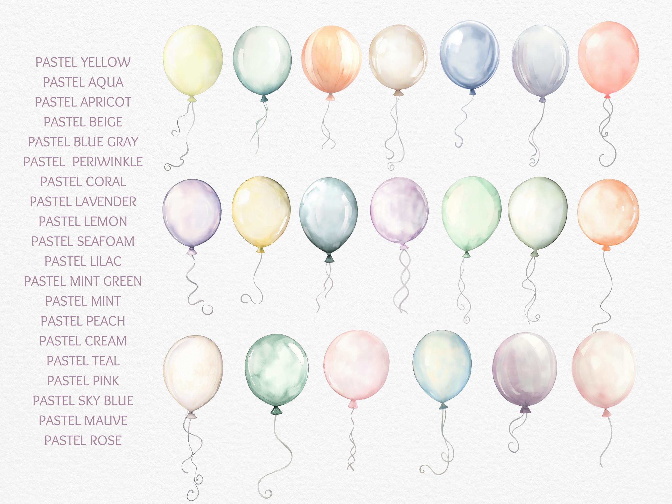Watercolor Pastel Balloon Clipart - Balloon PNG - Balloon Clip Art ...