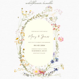 Boquet de bordure de cadre aquarelle de fleurs sauvages - Clipart floral aquarelle - Clipart aquarelle de fleurs sauvages, Clipart mariage, fleur PNG