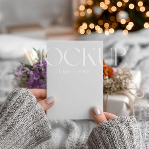Mockup di biglietto 5x7, Mockup di biglietto di Natale, Mockup di biglietto di auguri - Mockup di biglietto Boho - Biglietto di nozze, Oggetto avanzato PSD - Mockup di invito