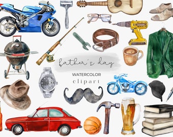 Father’s Day Clipart, Father’s Day, Best Dad, Dad PNG, Father Gift, Gift for Dad, Watercolor Clipart, Men's clipart, Gentlemen Clipart
