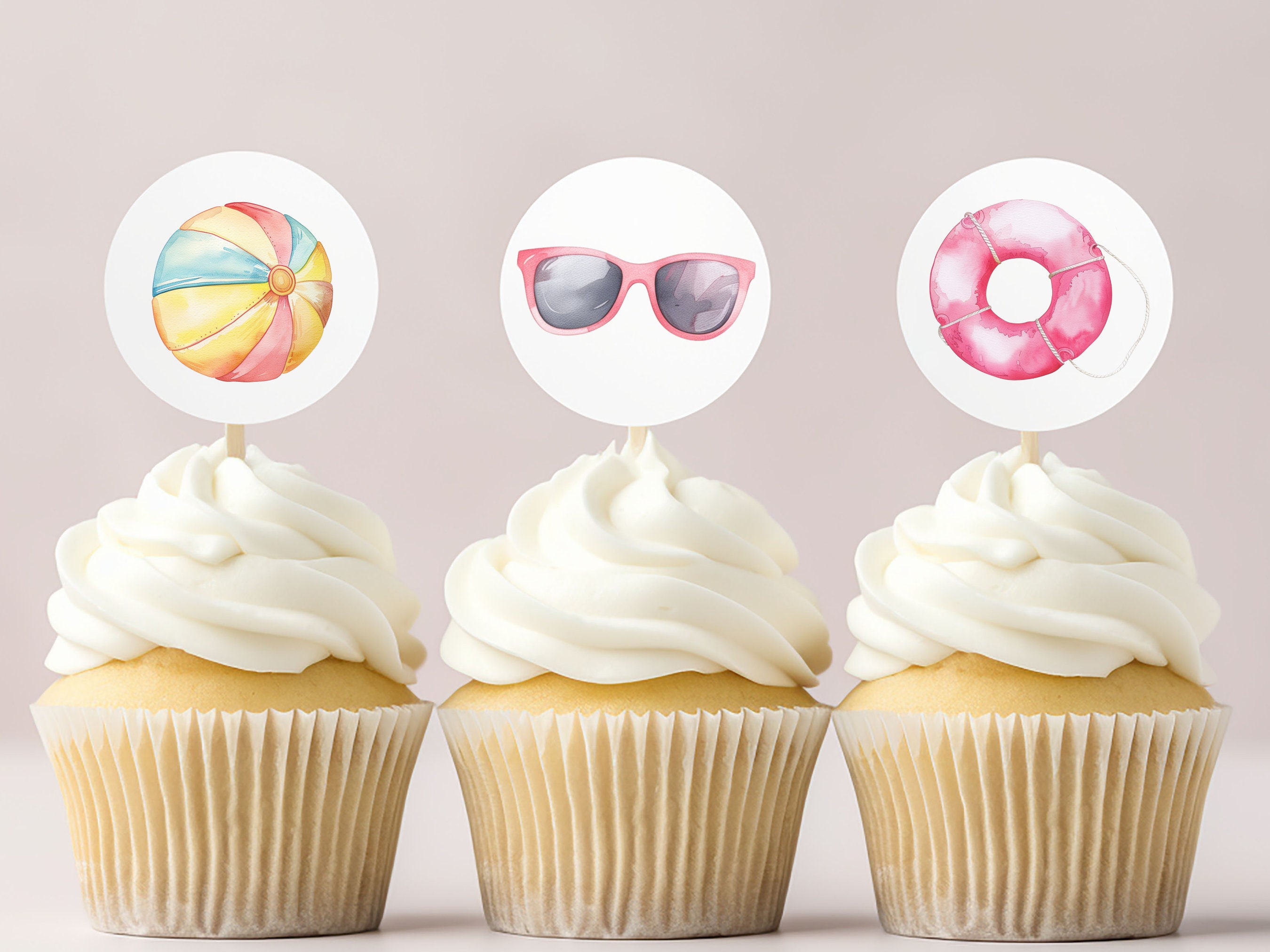 Summer Clipart PNG - Cute Pool Party Clipart Bundle - Watercolour Beach ...