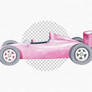 Watercolor Pink Racecar Clipart - Racing Car Clipart - Racecar PNG ...