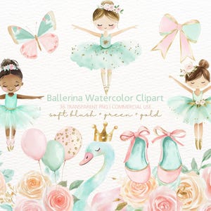 Imágenes prediseñadas de bailarina rosa, verde y dorada, imágenes prediseñadas del lago de los cisnes, imágenes prediseñadas de bailarina de acuarela, imágenes prediseñadas de ballet lindo, bailarina PNG, imágenes prediseñadas de cisne PNG