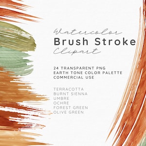 Earth Tone Watercolor Brush Stroke Clipart, Watercolor Brush Stroke PNG, Watercolor Brush, Transparent PNG, Commercial Use, 24 PNG