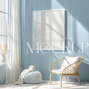 Frame Mockup - Wall Art Mockup - Beach Coastal Mockup Frame - 4:5 Ratio Frame Mockup PSD -  Framed Art Mockup - Poster Mockup - Frame Mockup