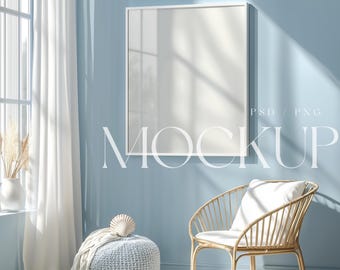 Frame Mockup - Wall Art Mockup - Beach Coastal Mockup Frame - 4:5 Ratio Frame Mockup PSD -  Framed Art Mockup - Poster Mockup - Frame Mockup