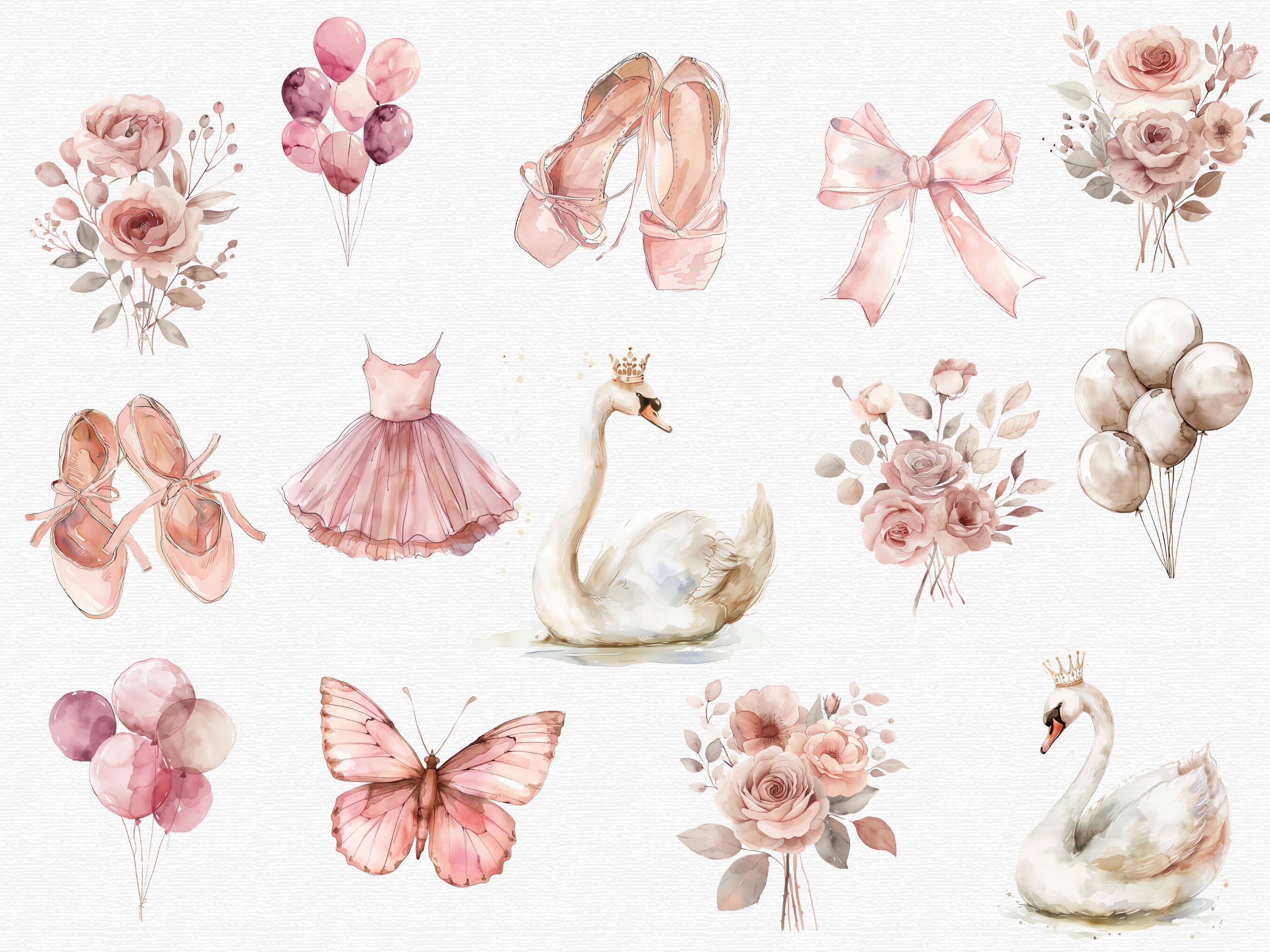 Pink Ballerina Clipart, Swan Lake Clipart, Watercolor Ballerina Clipart ...