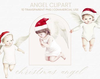 10 Christmas Angel Clipart, Angel PNG, Christmas Clip Art, Angel Clipart, Watercolor Angel, Watercolor Christmas Clipart, Commercial Use