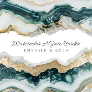 Smaragd und Gold Achat Clipart PNG, Aquarell Geode Clip Art, Eleganter Luxe Stein Rand, transparenter Hintergrund, Hochzeitsdesign