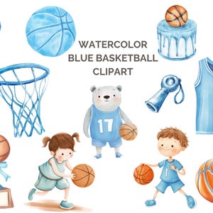Clipart de baloncesto en acuarela, PNG de baloncesto, ilustración de baloncesto, gráficos de baloncesto, clipart de deportes en acuarela, pelota, uso comercial