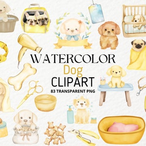 83 Aquarell Hund Clipart Sammlung - Hundepflege Clipart - Hundezüchter Clipart - Hundesalon Clipart - Süßer Hund PNG - Kommerzielle Nutzung