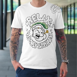 Popeye Fun Cool Vintage Style Sailor Distressed Graphic Retro Tv Show Camiseta