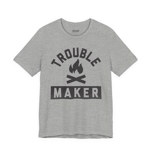 Trouble Maker T Shirt, Retro Graphic Tee, Funny Statement Shirt, Vintage Typography Tee, Rebel Spirit Gift, Unisex Casual Shirt