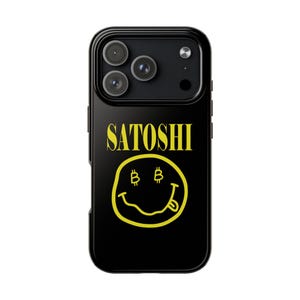 Satoshi Nakamoto Phone Case, Bitcoin Smiley Face Jack Dorsey Case