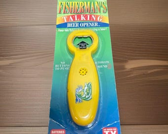 OOAK NOS Vintage Fisherman's Talking Beer Bottle Opener. RARE! Bass