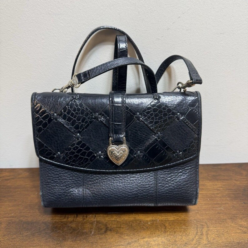 Brighton Romag Long Strap Purse/Wallet Black Leather Crossbody image 2