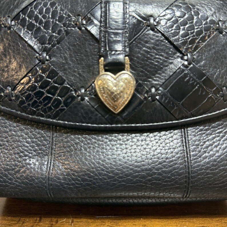 Brighton Romag Long Strap Purse/Wallet Black Leather Crossbody image 3