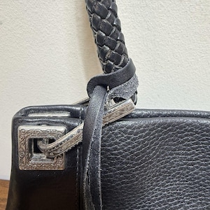 Brighton Black Pebble Leather Shoulder Bag Purse Braided Strap Vintage Y2K Prepp image 4