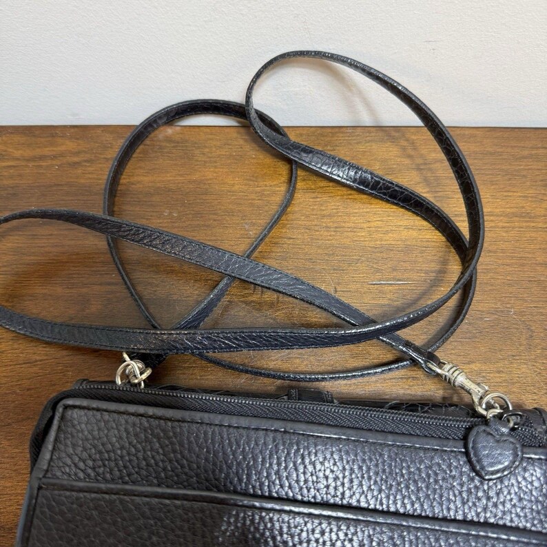 Brighton Romag Long Strap Purse/Wallet Black Leather Crossbody image 5