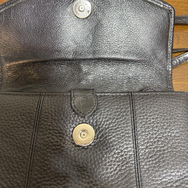 Brighton Romag Long Strap Purse/Wallet Black Leather Crossbody image 11