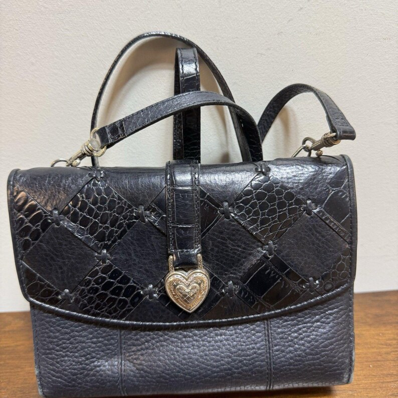 Brighton Romag Long Strap Purse/Wallet Black Leather Crossbody image 4