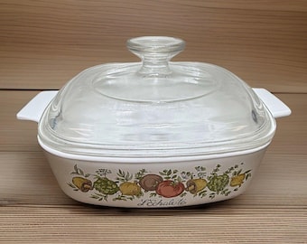 Vintage Corning Ware A1B 1Qt Casserole Dish Spice of Life Pyrex Lid A70
