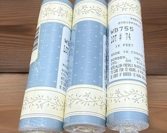 VTG Borden Prepasted Strippable Wallboarder 3 - 15ft Rolls Country Blue Floral