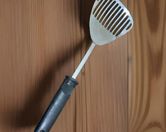 Vintage Ekco Kitchamajig Slotted Spoon Black Plastic Handle KItchen Tool 12"