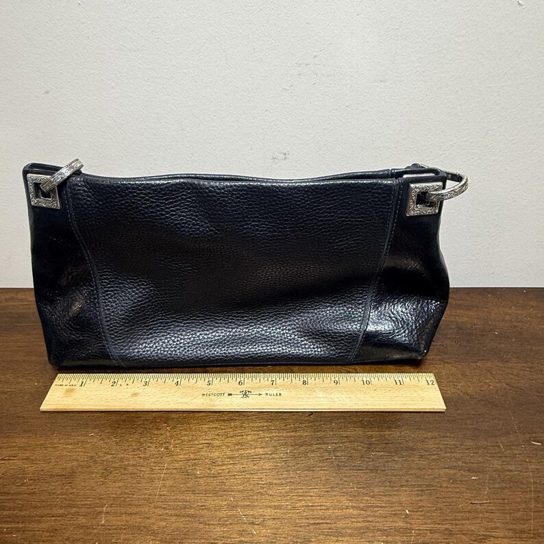 Brighton Black Pebble Leather Shoulder Bag Purse Braided Strap Vintage Y2K Prepp image 11