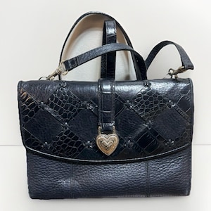 Brighton Romag Long Strap Purse/Wallet Black Leather Crossbody image 1