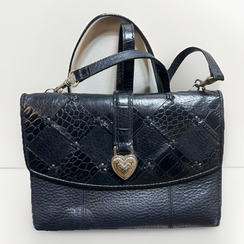 Brighton Romag Long Strap Purse/Wallet Black Leather Crossbody image 1