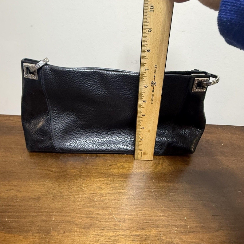 Brighton Black Pebble Leather Shoulder Bag Purse Braided Strap Vintage Y2K Prepp image 12