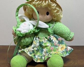 Little Miss Muffins Doll Flowers 1998 Made by Joelson Easter Theme Green Vintage