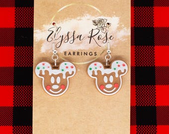 Gingerbread Mickey and Minnie Earrings, sterling silver