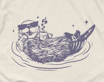 Vintage Funny Otter T Shirt | Retro 90s Y2k Sea Animal Tee, Cute Oversized Oceancore T-Shirt, Trendy Boho Granola Girl Cottagecore Beach Top