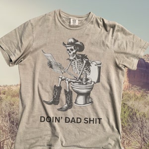 Vintage papa-T-shirt | Retro country-westernoverhemden | Cowboy Dad Pop-T-shirts | Grappig Vaderdag-T-shirt | Cowboyhoed met skeletschedel | Meme-T-shirt