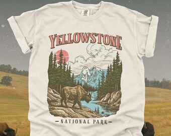 Vintage Yellowstone National Park TShirt | Retro US Parks Tee Shirt, Trendy Granola Girl, Oversized Top, Gorpcore Boho Forestcore Clothing